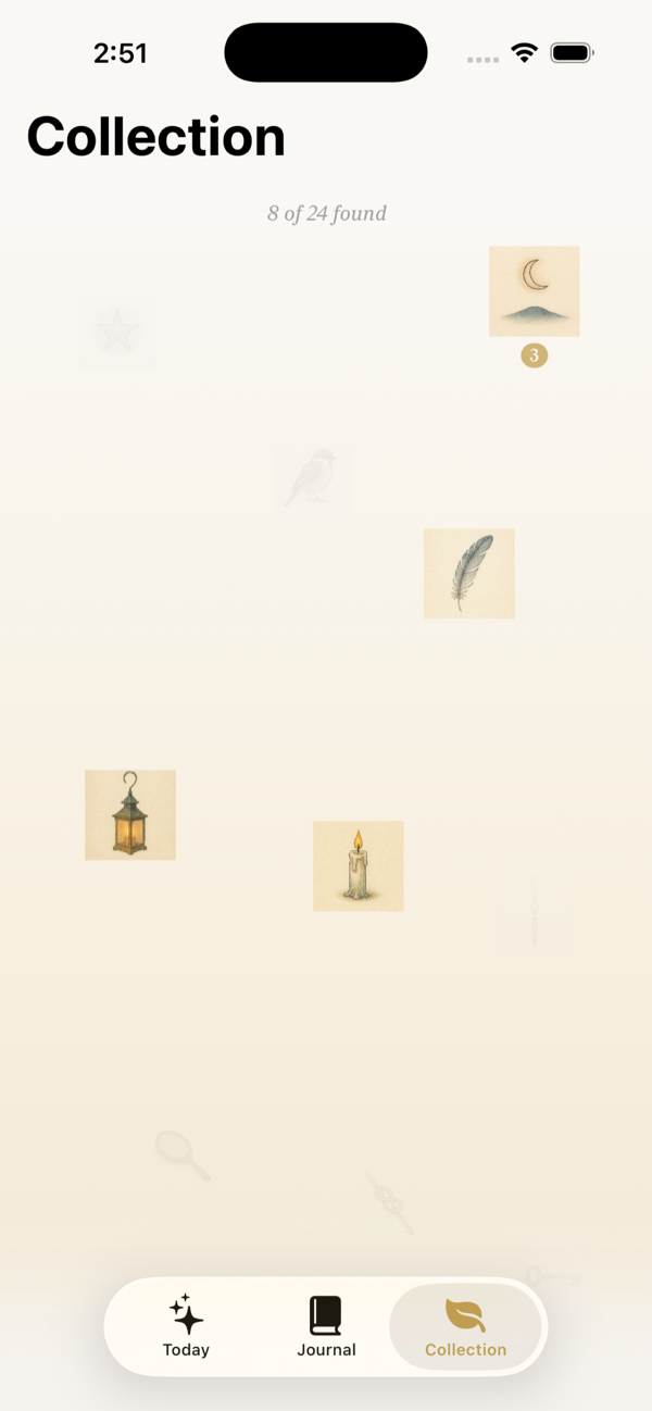 A garden of 24 symbols unlocked over time