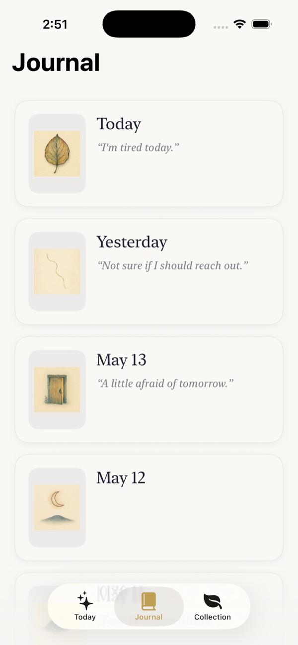A journal of past days, each with a symbol and a line